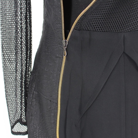 Roland Mouret Magnolia Black Mesh Jacquard Sheath Dress Textured Back Zip 12 M - Picture 8 of 9